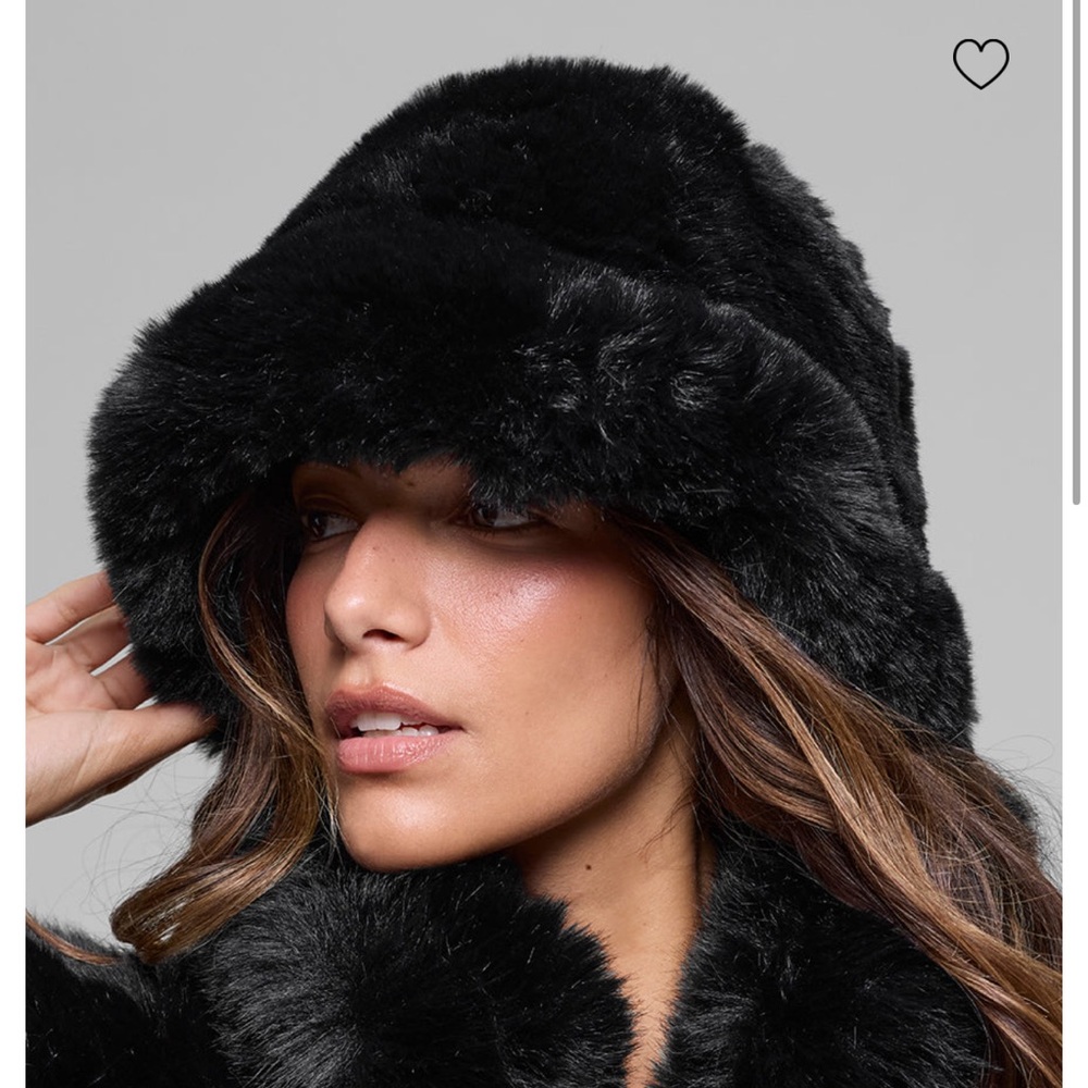 Luxurious Black Faux Fur Coat with Hood
